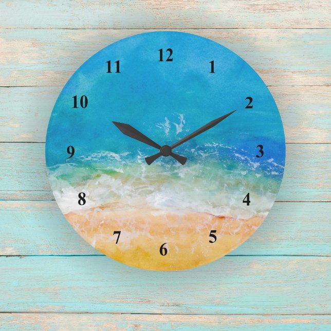 Aquarell Strandansicht  Große Wanduhr (Von Creator hochgeladen)