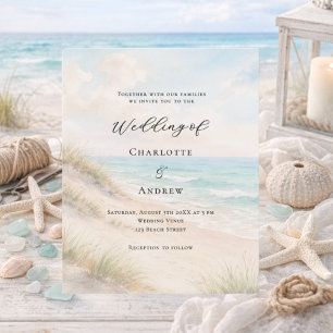 Aquarell-Stranddünen-Hochzeitseinladung