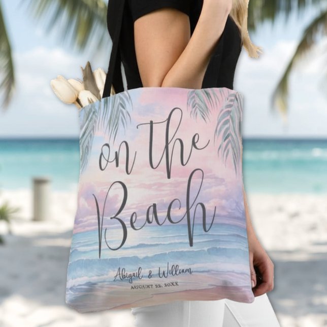 Aquarell Strandhochzeit (Watercolor On The Beach Wedding Tote Bag )