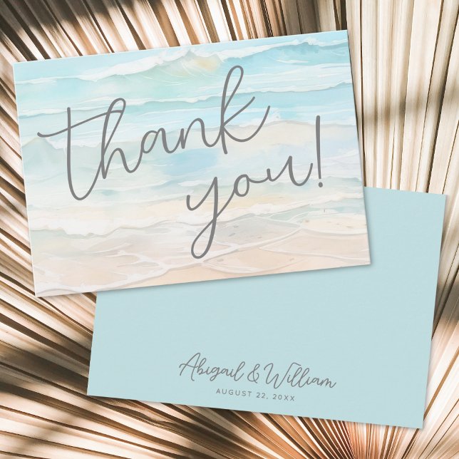 Aquarell Strandhochzeit Dankeskarte (Watercolor On The Beach Wedding Thank You Card)