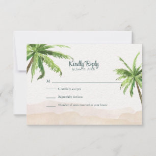 Aquarell Strandhochzeit mit Palmen Hochzeit RSVP Karte