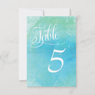 Aquarell-Strandozean-Hochzeit-Tischnummernkarte Einladung