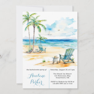 Aquarell-Strandszene-Junggesellinnenabschiedseinla Einladung