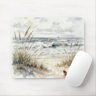 Aquarell-Strandszene mit gekrümmter Seite Mousepad