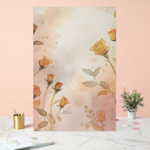 Aquarell-Strauß aus Pfirsich- und gelben Rosen Acrylschild