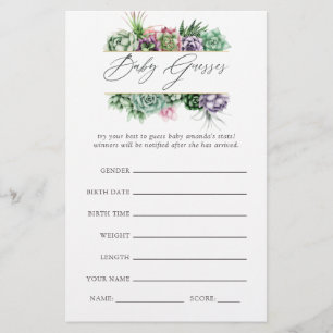 Aquarell Succulent Geometric Baby Showgame