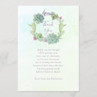 Aquarell-Succulents Kinderdusche Danke