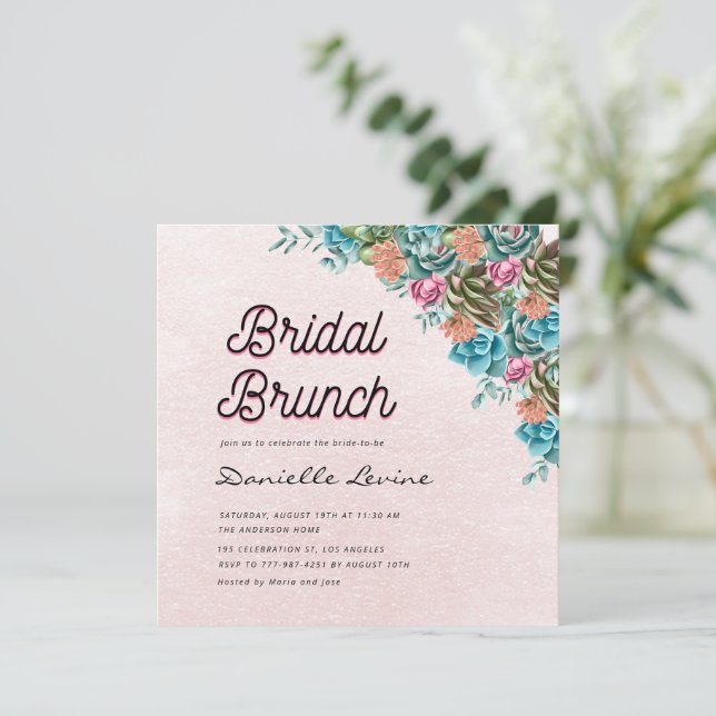 Aquarell Succules Summer Baby Dusche Willkommen Einladung (Stehend Vorderseite)