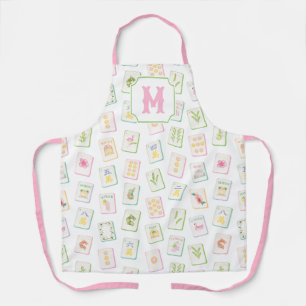 Aquarell-Südstaaten-Sommer-Mahjong-Kacheln-Monogra Schürze