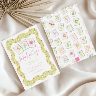 Aquarell-Südstaaten-Sommer-Rattan-Mahjong-Party Einladung