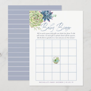Aquarell Sukkulenten Baby Shower Baby Bingo Einladung
