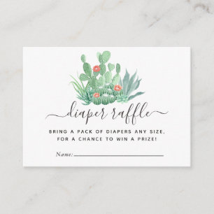 Aquarell-Sukkulenten-Baby-Shower-Windel-Raffle Begleitkarte