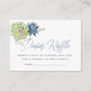 Aquarell Sukkulenten Baby Shower Windel-Raffle Begleitkarte