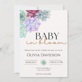 Aquarell-Sukkulenten-Blumen-Baby-Shower-Einladung Einladung