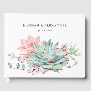 Aquarell-Sukkulenten-Botanisches-Hochzeitsgästebuc Gästebuch