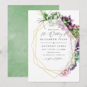 Aquarell Sukkulenten Geometrische Hochzeit Einladung
