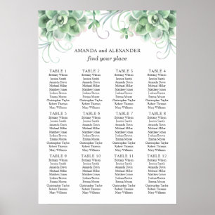 Aquarell Sukkulenten. Kaktus Hochzeit Sitzordnung Poster