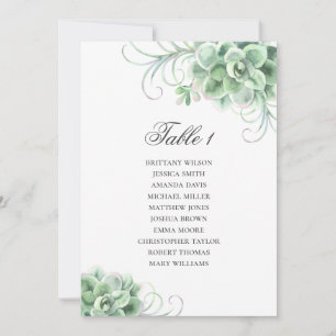 Aquarell Sukkulenten. Kaktus Hochzeitsplatzkarte Einladung
