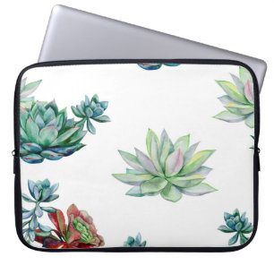 Aquarell Sukkulenten nahtloses Muster, Echeveria  Laptopschutzhülle