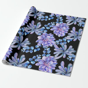 Aquarell Sukkulenten Pflanzen Geschenkpapier