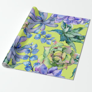 Aquarell Sukkulenten Pflanzen Geschenkpapier