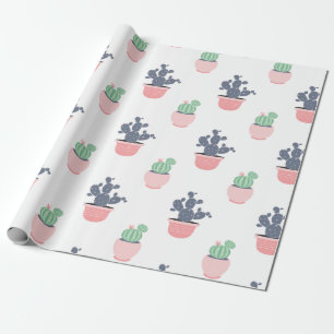 Aquarell Sukkulenten Pflanzen Geschenkpapier