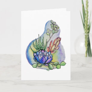 Aquarell Sukkulenten-Sträußchen-Illustration Karte