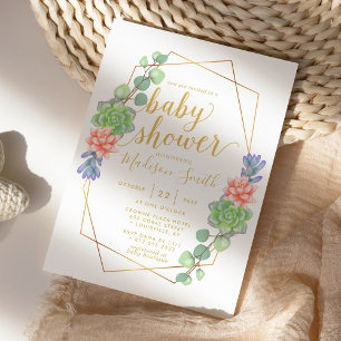 Aquarell-Sukkulenten-Terrarium-Baby-Shower Einladung