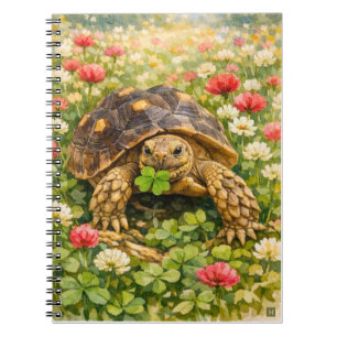 Aquarell Sulcata-Schildkröte mit Glücksklee Notizblock