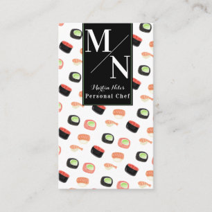Aquarell Sushi Asian Koch Cook Eigenes Essen Visitenkarte