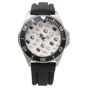 Aquarell Sushi Lachs Gurken Rolls Armbanduhr
