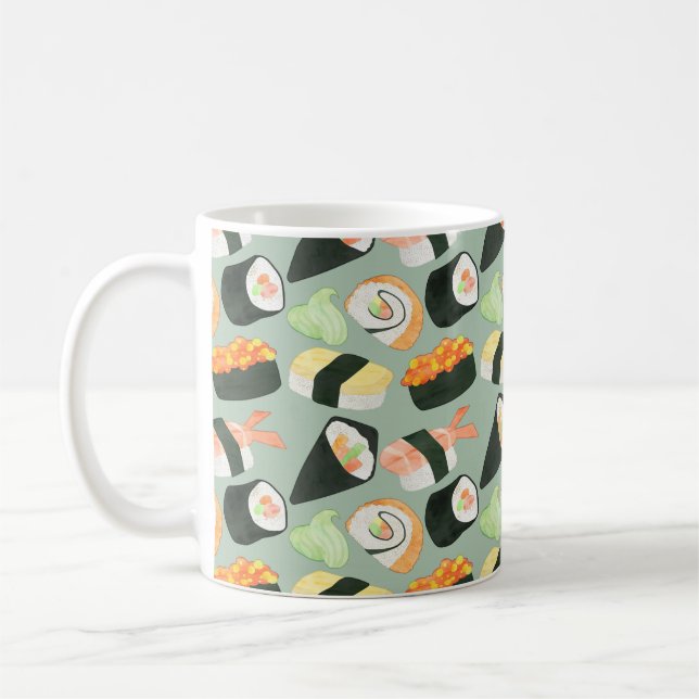 Aquarell-Sushi-Muster Kaffeetasse (Links)