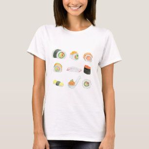 Aquarell-Sushi-Rollen T-Shirt