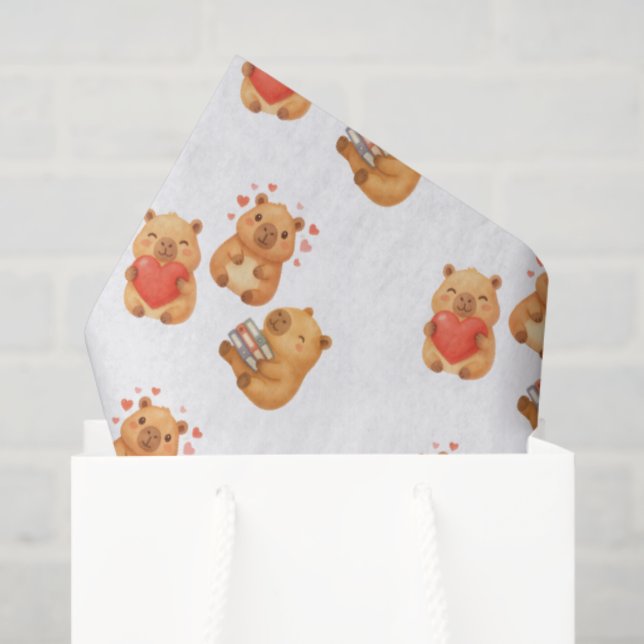 Aquarell Süße Capy Capybara Seidenpapier (Geschenktüte)