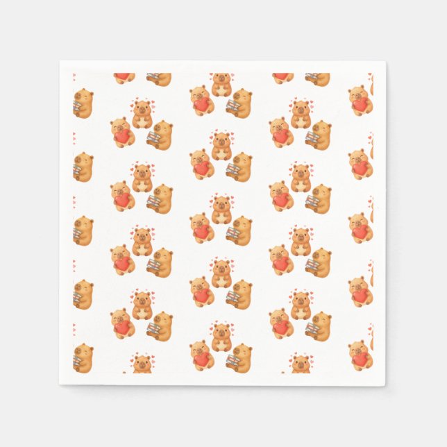 Aquarell Süße Capy Capybara Serviette (Vorderseite)