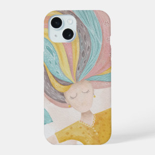 Aquarell süße Cartoon-Girl. Rosa Feen-Fantasie iPhone 15 Hülle