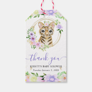 Aquarell Süße Dschungel Tiger Floral Baby Shower Geschenkanhänger