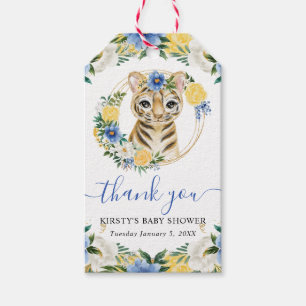 Aquarell Süße Dschungel Tiger Floral Baby Shower Geschenkanhänger