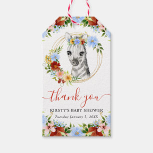 Aquarell Süße Dschungel Zebra Blumen Baby Shower Geschenkanhänger