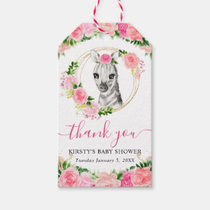 Aquarell Süße Dschungel Zebra Floral Babyparty Geschenkanhänger