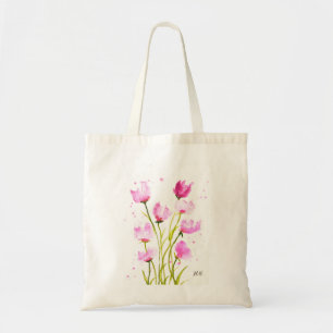 Aquarell Süße Erbsen Blumenrosa Weiblich Botanisch Tragetasche