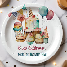 Aquarell Süße Feier Kindergeburtstag