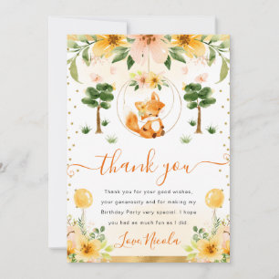 Aquarell Süße Florale Fuchs Geburtstag Dankeskarte