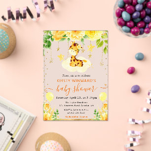 Aquarell Süße Florale Giraffe Baby Shower Acryleinladungen