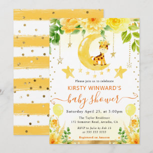 Aquarell Süße Florale Giraffe Baby Shower Einladung