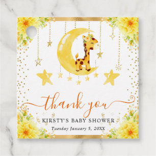 Aquarell Süße Florale Giraffe Baby Shower Geschenkanhänger