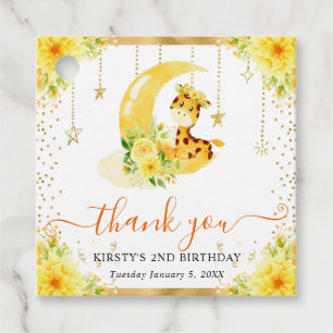 Aquarell Süße Florale Giraffe Geburtstag Geschenkanhänger