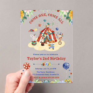 Aquarell Süße Florale Zirkus Karneval Geburtstag Acryleinladungen