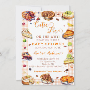 Aquarell Süsse Pie Orange Gingham Baby Dusche Einladung