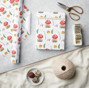 Aquarell Süße Rote Pilze Illustration Geschenkpapier